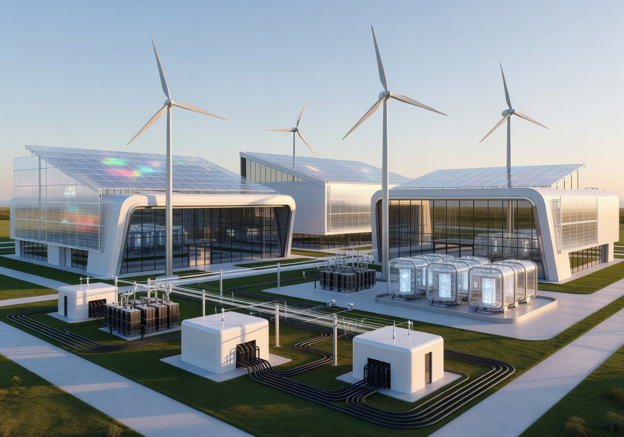 Futuristic clean energy technology and smart grid infrastructure