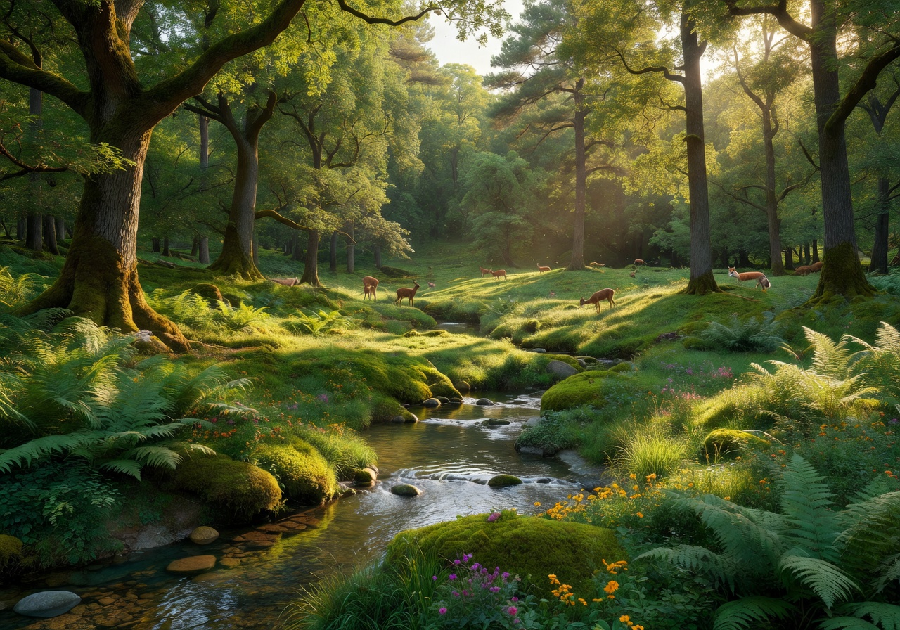 Green forest landscape representing sustainable future climate goals